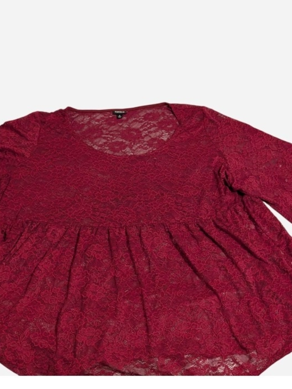 Pre-owned torrid Burgundy Lace Peplum Tunic Top